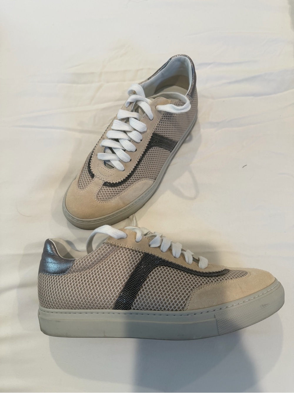 Women’s Brunello Cucinelli Beige Mesh Casual Sneakers